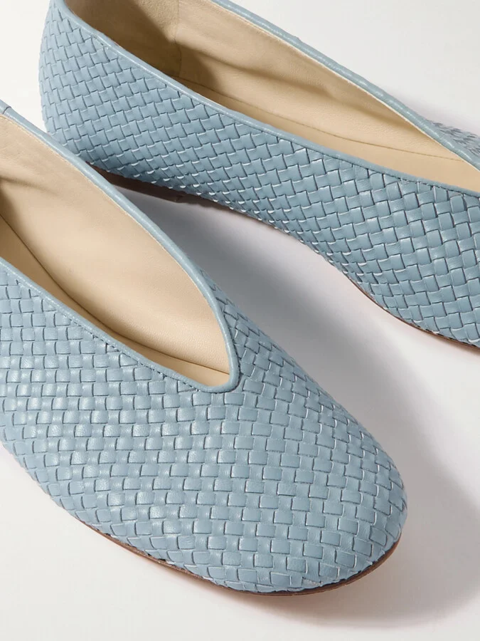 Bottega Veneta - Intrecciato Leather Ballet Flats - Blue - Image 4