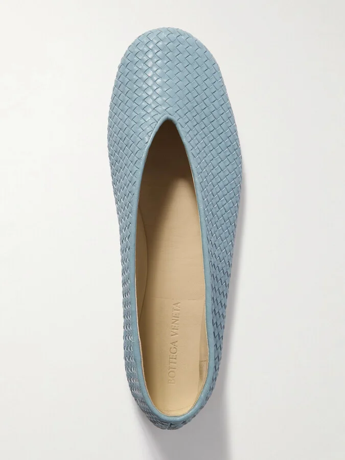 Bottega Veneta - Intrecciato Leather Ballet Flats - Blue - Image 5