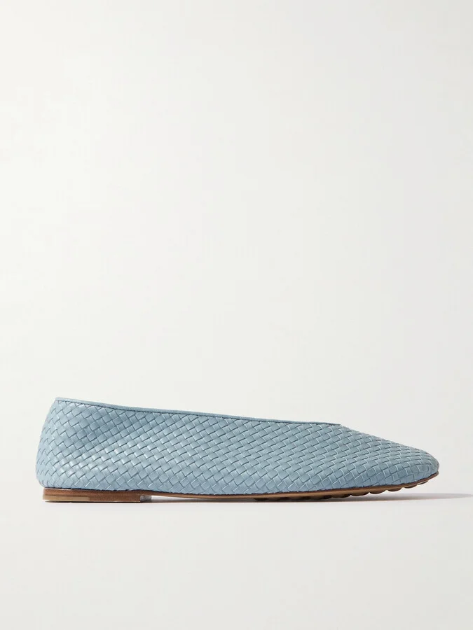 Bottega Veneta - Intrecciato Leather Ballet Flats - Blue