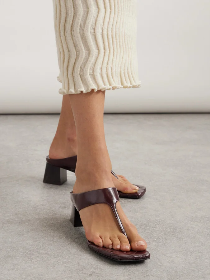Bottega Veneta - Intrecciato Leather Sandals - Brown - Image 2