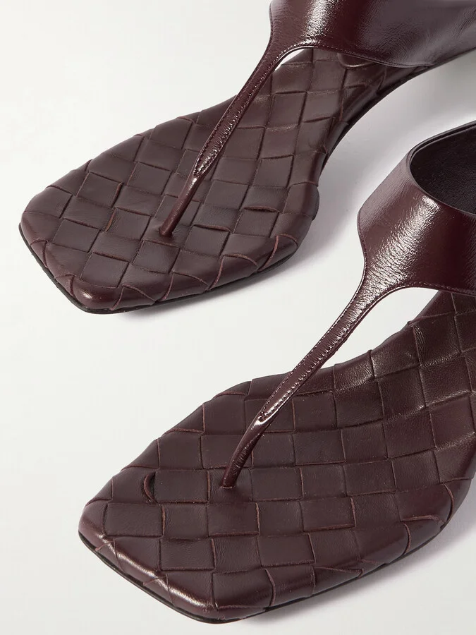 Bottega Veneta - Intrecciato Leather Sandals - Brown - Image 4