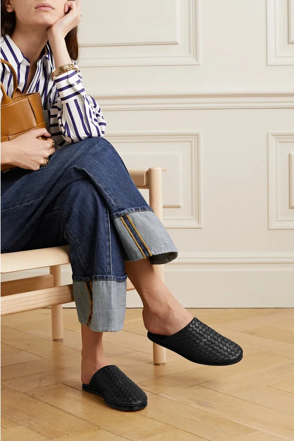 Bottega Veneta - Intrecciato Leather Slippers - Black - Image 2