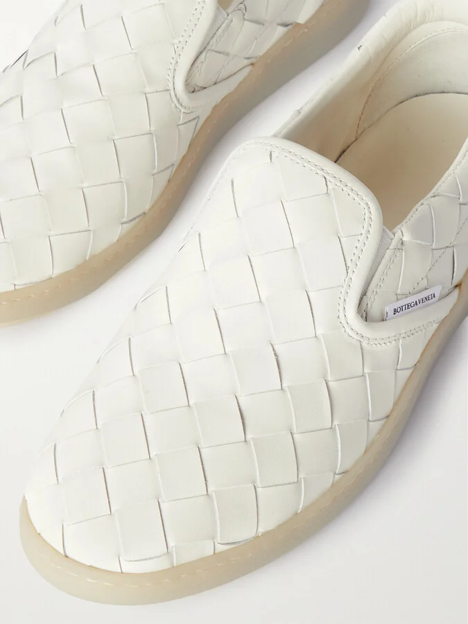 Bottega Veneta - Intrecciato Leather Sneakers - White - Image 4