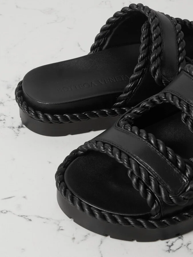 Bottega Veneta - Jack Braided Leather Slides - Black - Image 4