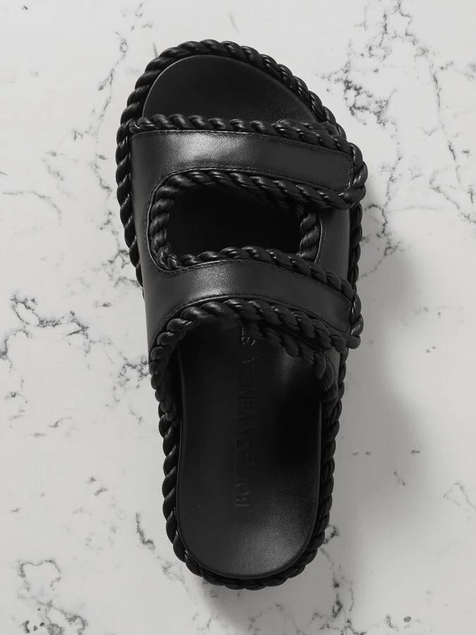 Bottega Veneta - Jack Braided Leather Slides - Black - Image 5