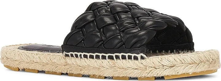 Bottega Veneta Jack Mule Espadrille Leather Sandal in Black - Image 2