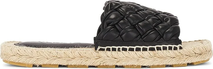 Bottega Veneta Jack Mule Espadrille Leather Sandal in Black