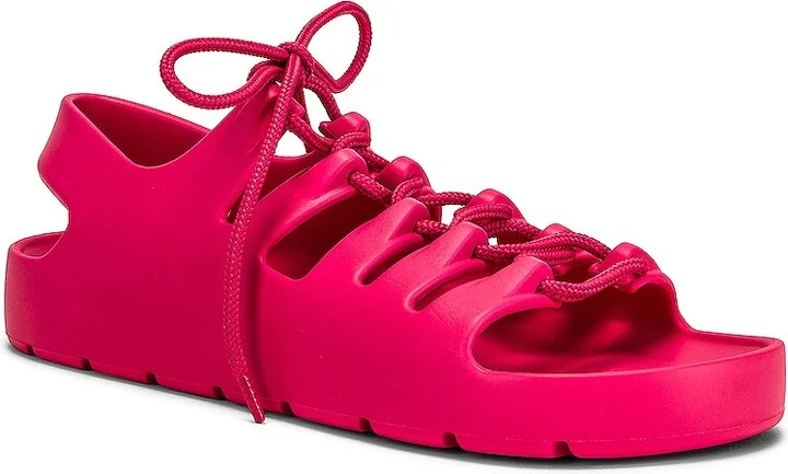 Bottega Veneta Jelly Lace Up Sandals in Fuchsia - Image 2