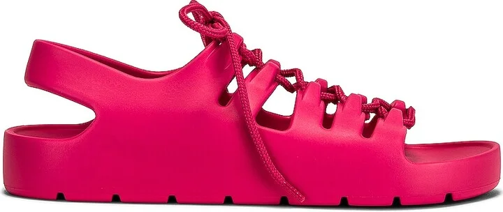 Bottega Veneta Jelly Lace Up Sandals in Fuchsia