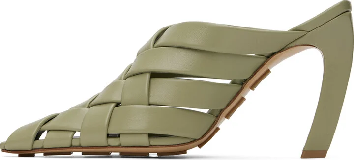 Bottega Veneta Khaki Alfie Mules - Image 3