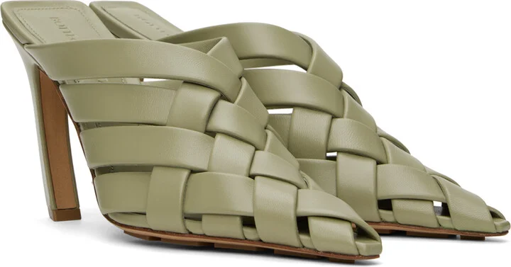 Bottega Veneta Khaki Alfie Mules - Image 4