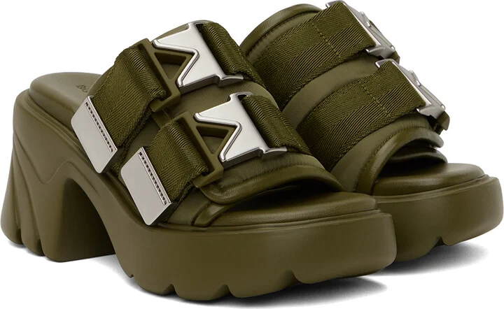 Bottega Veneta Khaki Flash Clogs - Image 4