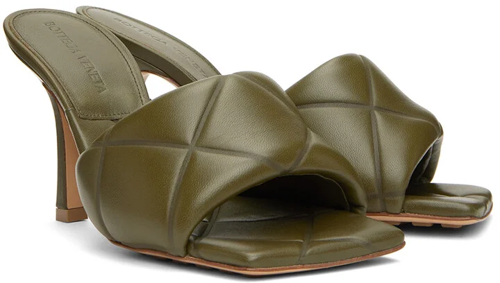 Bottega Veneta Khaki Lido Heeled Sandals - Image 4