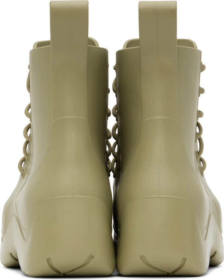 Bottega Veneta Khaki Puddle Lace-Up Boots - Image 2