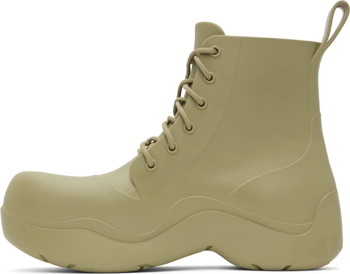 Bottega Veneta Khaki Puddle Lace-Up Boots - Image 3