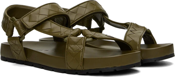 Bottega Veneta Khaki Trip Sandals - Image 4