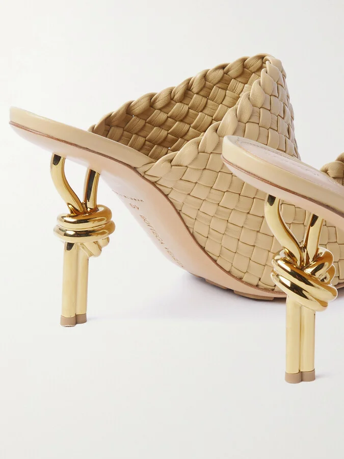 Bottega Veneta - Knot Embellished Intrecciato Leather Mules - Neutrals - Image 4