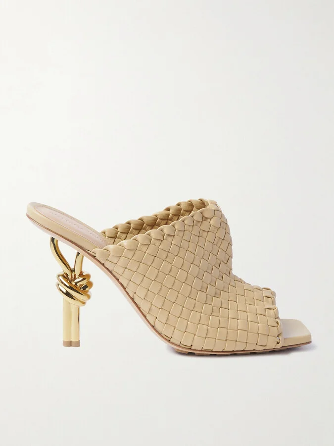 Bottega Veneta - Knot Embellished Intrecciato Leather Mules - Neutrals