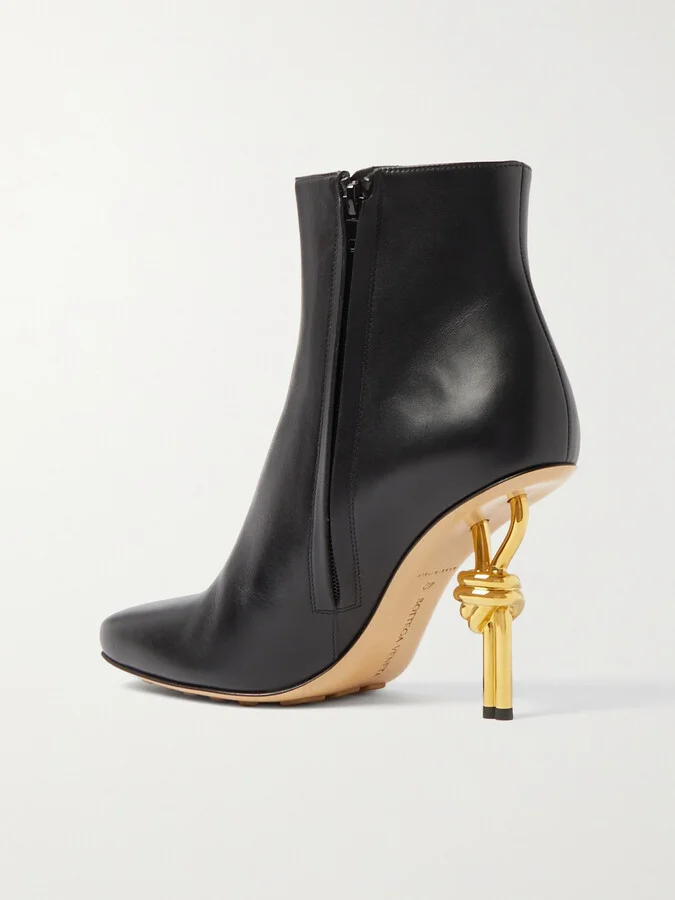 Bottega Veneta - Knot Leather Ankle Boots - Black - Image 3