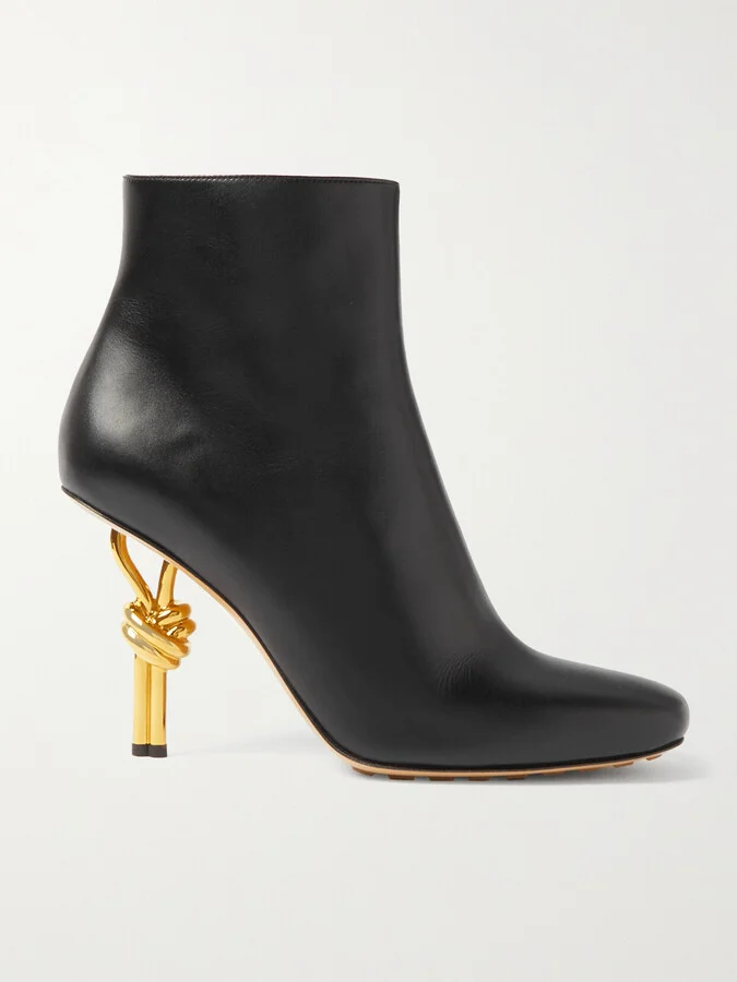 Bottega Veneta - Knot Leather Ankle Boots - Black