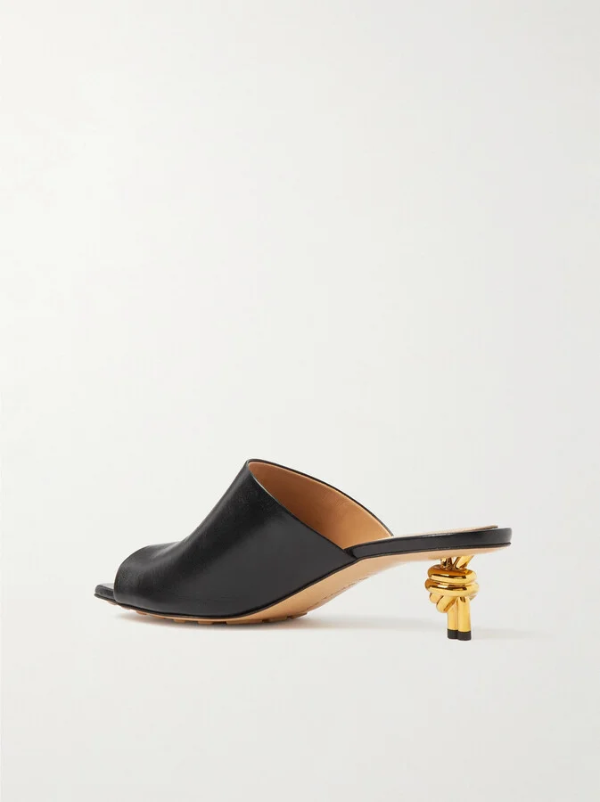 Bottega Veneta - Knot Leather Mules - Black - Image 3