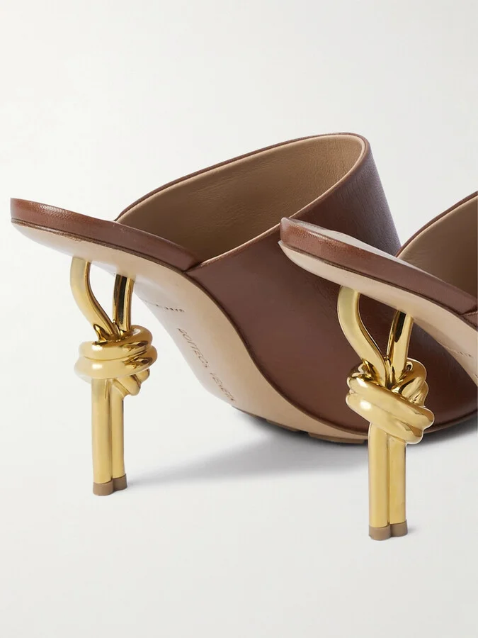 Bottega Veneta - Knot Leather Mules - Brown - Image 4