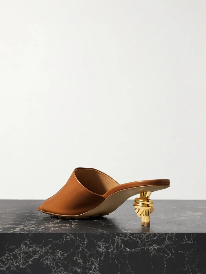 Bottega Veneta - Knot Leather Mules - Brown - Image 3