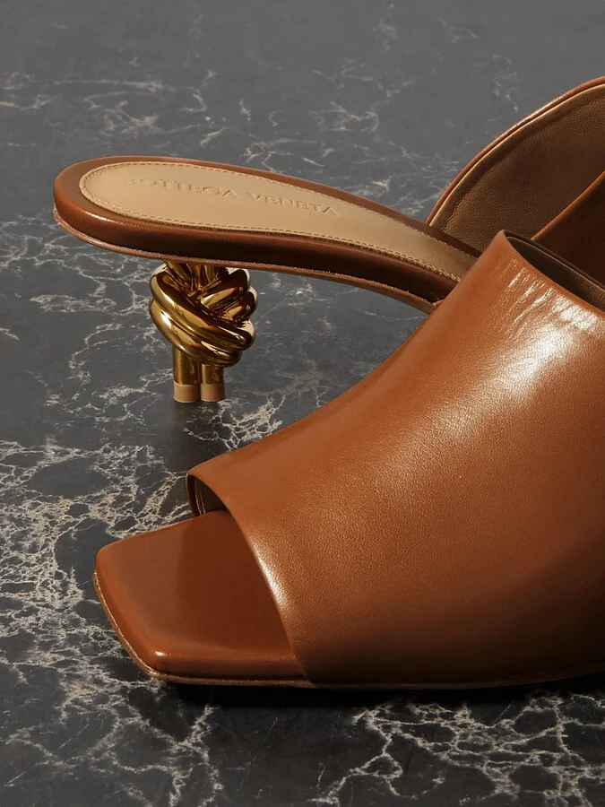 Bottega Veneta - Knot Leather Mules - Brown - Image 4