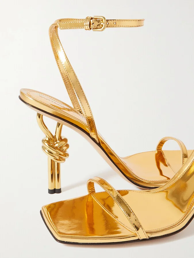 Bottega Veneta - Knot Metallic Leather Sandals - Gold - Image 4