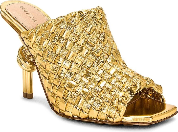 Bottega Veneta Knot Mule Sandal in Metallic Gold - Image 2