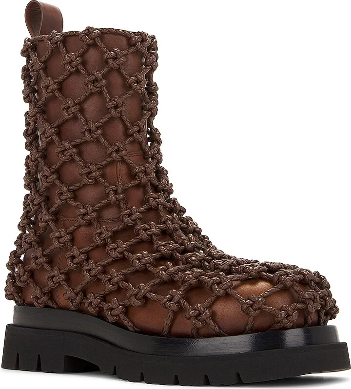 Bottega Veneta Knot Web Lug Boot in Brown - Image 2
