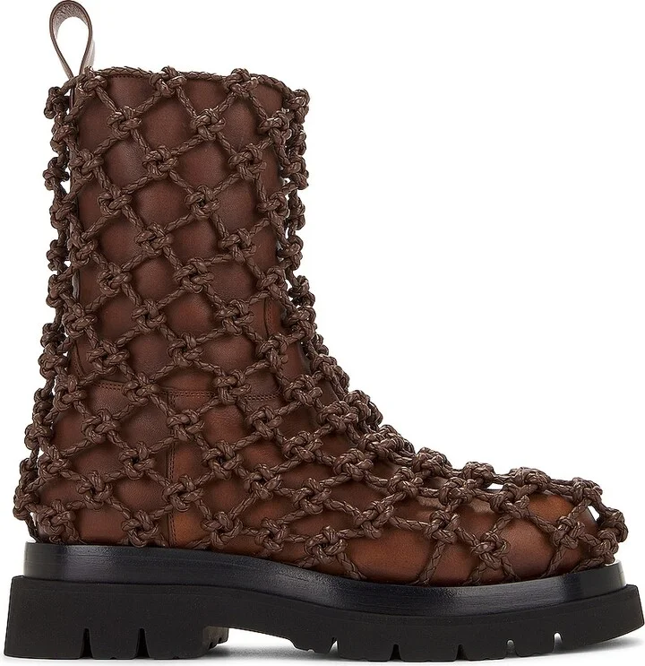 Bottega Veneta Knot Web Lug Boot in Brown