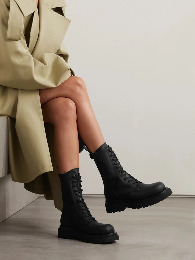 Bottega Veneta - Lace-up Leather Ankle Boots - Black - Image 2