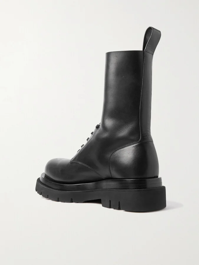 Bottega Veneta - Lace-up Leather Ankle Boots - Black - Image 3