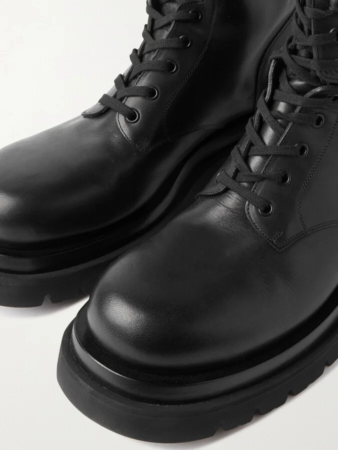 Bottega Veneta - Lace-up Leather Ankle Boots - Black - Image 4
