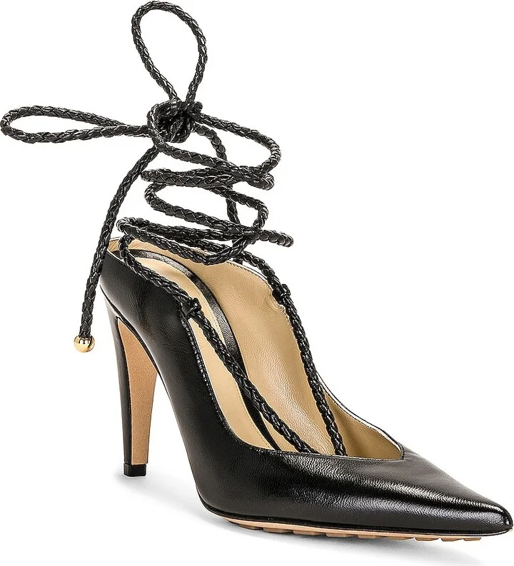 Bottega Veneta Lace Up Pumps in Black - Image 2
