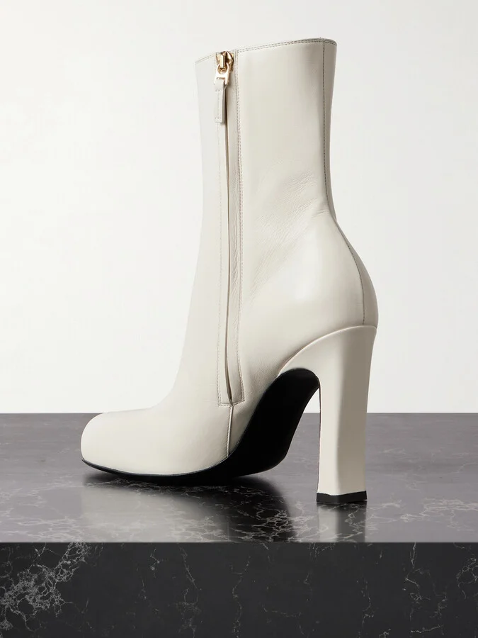 Bottega Veneta - Leather Ankle Boots - White - Image 3