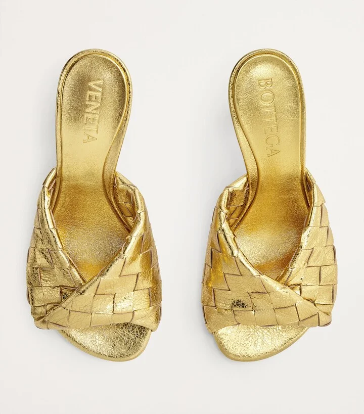 Bottega Veneta Leather Intrecciato Blink Mules 80 - Image 5