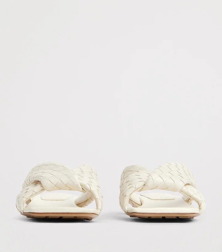 Bottega Veneta Leather Intrecciato Riva Flat Mules - Image 3