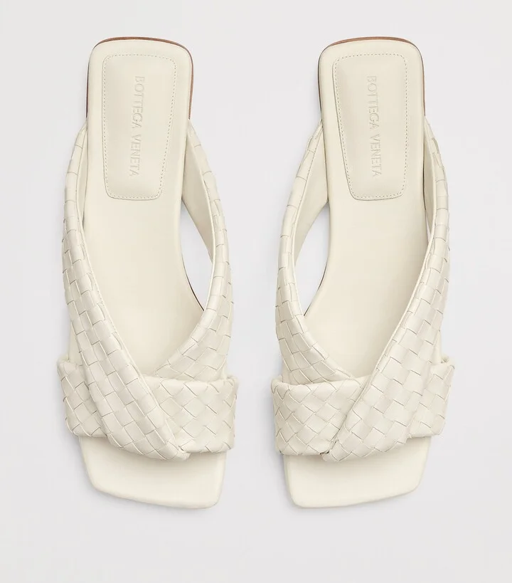 Bottega Veneta Leather Intrecciato Riva Flat Mules - Image 5
