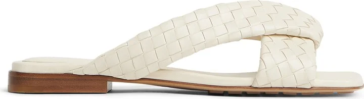 Bottega Veneta Leather Intrecciato Riva Flat Mules