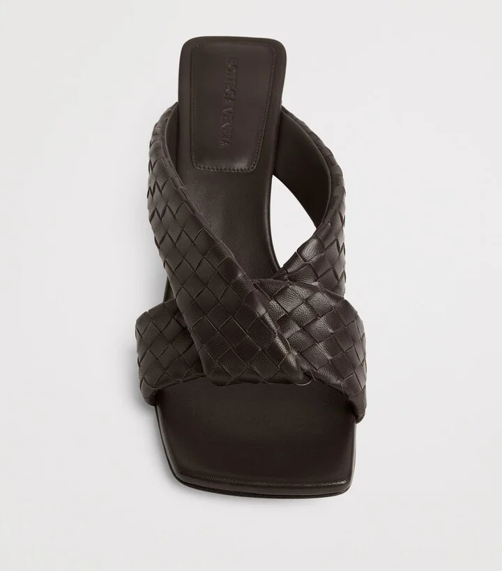 Bottega Veneta Leather Intrecciato Riva Mules 50 - Image 6