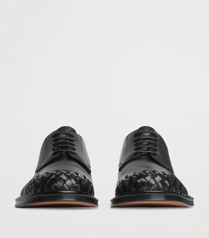 Bottega Veneta Leather Intrecciato-Toe James Oxford Shoes - Image 3