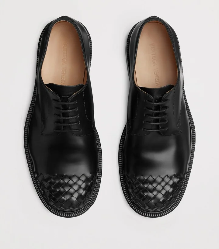 Bottega Veneta Leather Intrecciato-Toe James Oxford Shoes - Image 5