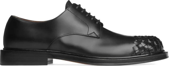 Bottega Veneta Leather Intrecciato-Toe James Oxford Shoes