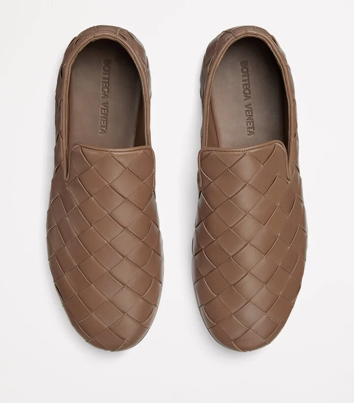Bottega Veneta Leather Intrecciato Weave Slip-On Shoes - Image 5
