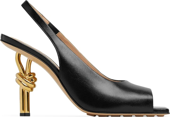 Bottega Veneta Leather Knot Slingback Heels 90
