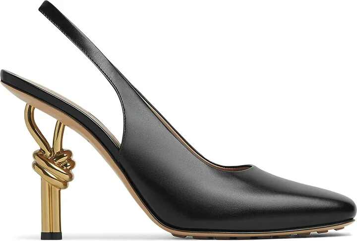 Bottega Veneta Leather Knot Slingback Heels 90