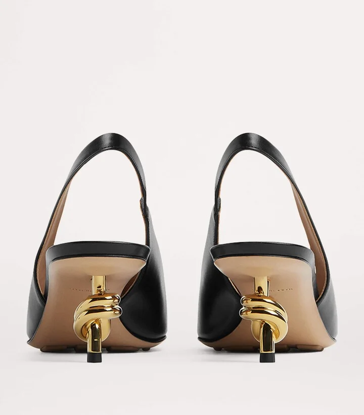 Bottega Veneta Leather Knot Slingback Pumps 45 - Image 4