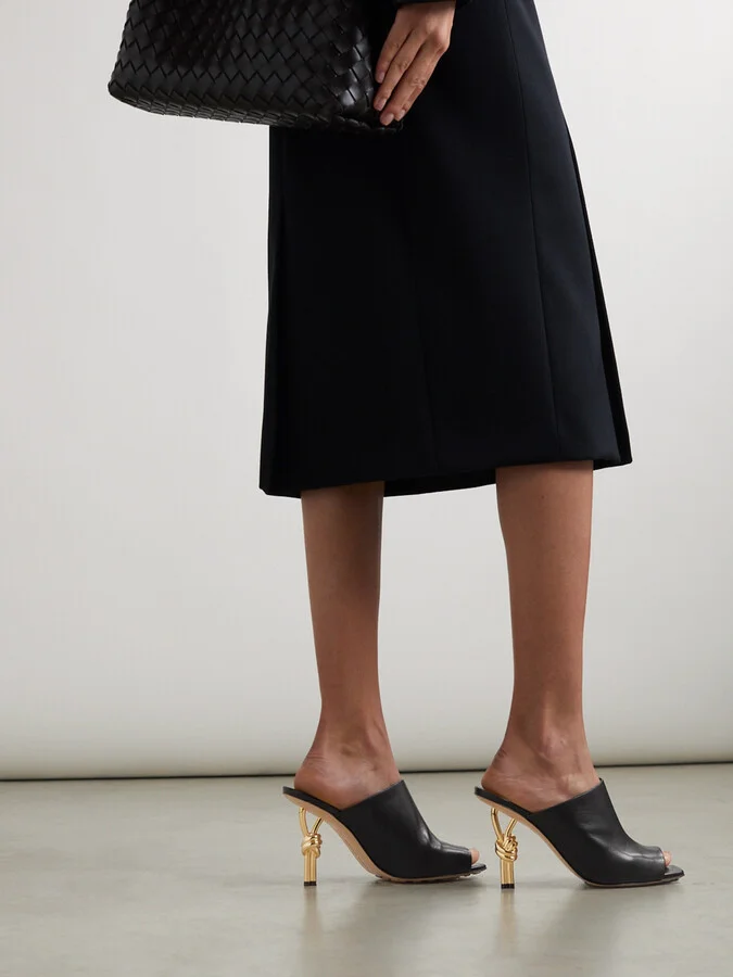 Bottega Veneta - Leather Mules - Black - Image 2
